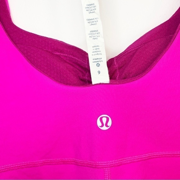Lululemon Hot Pink Aria Tank II Ruched Neck Barbiecore Tank Top, size 6 - Picture 6 of 6